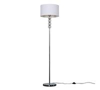 MiniSun | Modern Chrome and Clear Acrylic Balls Floor Lamp with a White Fabric Drum Shade | Floor Lamps & Torchieres, Home Décor & Improvement Essential | Includes Bulb [3000K Warm White]
