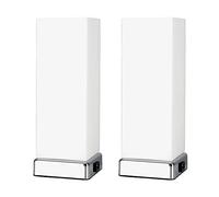 MiniSun | Modern Chrome and White Frosted Glass Touch Table Lamps with USB Charging Port | Table Lamps, Home Décor & Improvement Essential | Set of 2 | Includes 5W LED Bulbs [3000K Warm White]