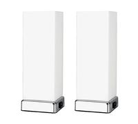 MiniSun | Modern Chrome and White Frosted Glass Touch Table Lamps with USB Charging Port | Table Lamps, Home Décor & Improvement Essential | Set of 2