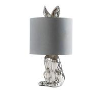 MiniSun | Modern Chrome Ceramic Rabbit/Hare Table Lamp with a Grey Shade | Table Lamps, Home Décor & Improvement Essential | Includes 4W LED Bulb [3000K Warm White]