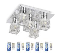 MiniSun | Modern Chrome Ice Cube 5 Way Flush Ceiling Spotlight | Ceiling Spots, Home Décor & Improvement Essential | Includes Bulb [3000K Warm White]