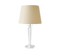 MiniSun | Modern Clear Genuine K9 Crystal Base Table Lamp with a Beige Tapered Shade | Home Décor, Bedside & Desk Lamp