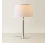 MiniSun | Modern Clear Genuine K9 Crystal Base Table Lamp with a White Tapered Shade | Home Décor, Bedside & Desk Lamp