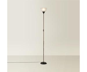 MiniSun | Modern Copper and Black Uplighter Floor Lamp with a White Shade | Floor Lamps & Torchieres, Home Décor & Improvement Essential | Includes 6W LED Bulb [3000K Warm White]