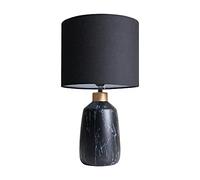 MiniSun | Modern Copper Caped Black Marble Effect Table Lamp with a Black Drum Shade | Home Décor, Bedside & Desk Lamp | Includes Bulb [2700K Warm White]