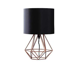 MiniSun | Modern Copper Metal Basket Cage Bed Side Table Lamp with a Black Fabric Shade | Table Lamps & Home Improvements Essential