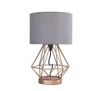 MiniSun | Modern Copper Metal Basket Touch Table Lamps with a Grey Shade | Home Décor, Bedside & Desk Lamp | Includes Bulb [3000K Warm White]