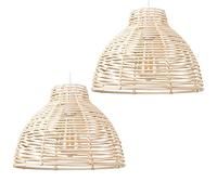MiniSun | Modern Cream Wicker Basket Style Ceiling Light Shades | Pendant Lights, Home Décor & Improvement Essential | Set of 2 | 310mm Shade Width