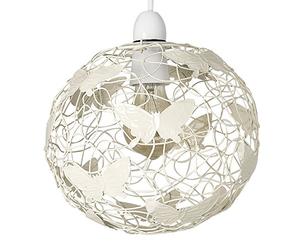 MiniSun | Modern Cream Wire Frame Globe Ceiling Light Shade | Pendant Lights, Home Décor & Improvement Essential | 22cm Shade Width
