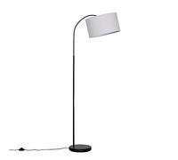 MiniSun | Modern Designer Style Black Curved Stem Floor Lamp with a Grey Drum Shade | Floor Lamps & Torchieres, Home Décor & Improvement Essential | Includes Bulb [3000K Warm White]