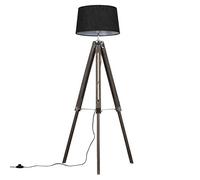 MiniSun | Modern Distressed Wood and Silver Chrome Tripod Floor Lamp with a Black Tapered Shade | Floor Lamps & Torchieres, Home Décor & Improvement Essential