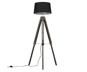 MiniSun | Modern Distressed Wood and Silver Chrome Tripod Floor Lamp with a Black Tapered Shade | Floor Lamps & Torchieres, Home Décor & Improvement Essential