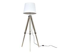 MiniSun | Modern Distressed Wood and Silver Chrome Tripod Floor Lamp with a White Tapered Light Shade | Floor Lamps & Torchieres, Home Décor & Improvement Essential