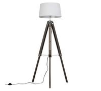 MiniSun | Modern Distressed Wood and Silver Chrome Tripod Floor Lamp with a White Tapered Shade | Floor Lamps & Torchieres, Home Décor & Improvement Essential | Includes Bulb [3000K Warm White]