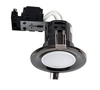 MiniSun | Modern Fire Rated Black Chrome GU10 Recessed Ceiling Downlight/Spotlights | Home Décor, Bedside & Desk Lamp | Pack of 4