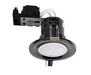 MiniSun | Modern Fir Black Chrome GU10 Recessed Ceiling Downlight/Spotlights | Home Décor, Bedside & Desk Lamp | Pack of 4 | Mains Wired