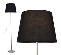 MiniSun | Modern Floor Lamp in a Brushed Chrome Metal Finish with a Black Tapered Shade | Floor Lamps & Torchieres, Home Décor & Improvement Essential