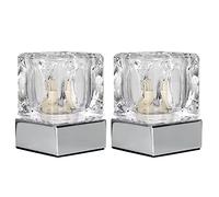 MiniSun | Modern Glass Ice Cube Touch Table Lamps with Chrome Bases | Table Lamps, Home Décor & Improvement Essential | Set of 2