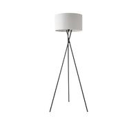 MiniSun | Modern Gloss Black Metal Floor Lamp with a Pale Grey Shade | Floor Lamps & Torchieres, Home Décor & Improvement Essential | Includes 6W LED Bulb [3000K Warm White]