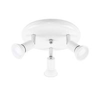MiniSun | Modern Gloss White and Chrome Round Plate 3 Way Ceiling Spotlight | Ceiling Spots, Home Décor & Improvement Essential | Includes Bulb