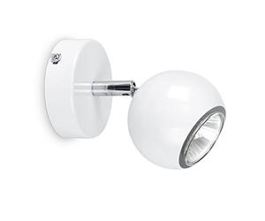 MiniSun | Modern Gloss White and Polished Chrome Single Eyeball Wall Spotlight | Wall Spotlights, Home Décor & Improvement Essential | Includes 5W LED Bulb [Warm White] | Mains Wired