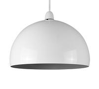 MiniSun | Modern Gloss White & Grey Metal Dome Ceiling Pendant Light Shade | Pendant Lights, Home Décor & Improvement Essential | 295mm Shade Width