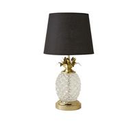 MiniSun | Modern Gold & Clear Glass Pineapple Touch Table Lamp with a Black Shade | Table Lamps & Home Improvements Essential