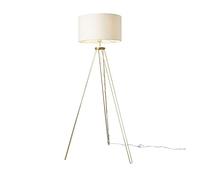 MiniSun Modern Gold Hairpin Design Tripod Floor Lamp with a Beige Drum Shade - Complete with a 6w LED GLS Bulb [3000K Warm White]