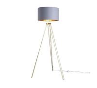 MiniSun | Modern Gold Hairpin Design Tripod Floor Lamp with a Grey/Gold Drum Shade | Floor Lamps & Torchieres, Home Décor & Improvement Essential | Includes Bulb [3000K Warm White]