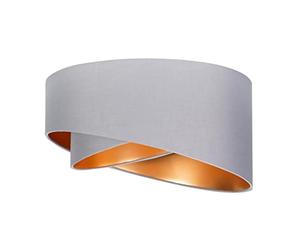 MiniSun | Modern Grey and Gold Double Layer Easy Fit Living Room Bedroom Ceiling Pendant Light Shade | Shades & Home Improvements Essential | 40cm Shade Width