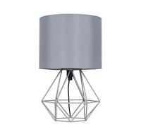 MiniSun | Modern Grey Metal Basket Table Lamp with a Grey Fabric Shade | Table Lamps, Home Décor & Improvement Essential