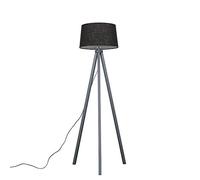MiniSun | Modern Grey Wood Floor Lamp with a Black Faux Linen Tapered Shade | Floor Lamps & Torchieres, Home Décor & Improvement Essential | Includes Bulb [3000K Warm White]