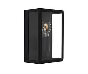 MiniSun | Modern IP44 Rated Black & Glass Rectangular Outdoor Security Wall Light Lantern | Outdoor Wall Lights, Home Décor & Improvement Essential | Mains Wired