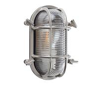 MiniSun | Modern IP64 Rated Oval Nautical Frosted Lens & Polished Aluminium Metal Outdoor Wall Light Complete with a 4w LED Filament Bulb | Outdoor Lights & Home/Garden Improvements Essential