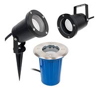 MiniSun | Modern IP65 Rated 3 in 1 Ground/Wall/Spike Outdoor Light in a Black Finish Complete with 1 x 5W GU10 Cool White LED Bulb | Outdoor Lights & Home/Garden Improvements Essential |