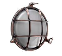 MiniSun | Modern IP66 Rated Metal Rustic Copper Effect Nautical Frosted Lens Outdoor Wall Light with Retro Style 8w LED ES E27 GLS Light Bulb | Outdoor Lights & Home/Garden Improvements Essential