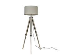 MiniSun | Modern Light Wood & Chrome Tripod Floor Lamp with a Cream Drum Shade | Floor Lamps & Torchieres, Home Décor & Improvement Essential