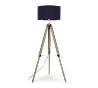 MiniSun | Modern Light Wood & Chrome Tripod Floor Lamp with a Navy Drum Shade | Floor Lamps & Torchieres, Home Décor & Improvement Essential