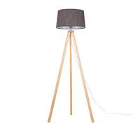 MiniSun | Modern Light Wood Tripod Design Floor Lamp with a Grey Tapered Shade | Floor Lamps & Torchieres, Home Décor & Improvement Essential | Includes Bulb [3000K Warm White]