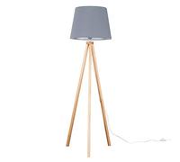 Barbro Light Wood Tripod Floor Light Lamp with XL Taper Shade ValueLights Grey One Size