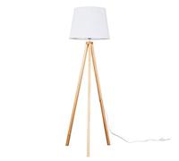 MiniSun | Modern Light Wood Tripod Design Floor Lamp with a White Tapered Shade | Floor Lamps & Torchieres, Home Décor & Improvement Essential | Includes Bulb [3000K Warm White]