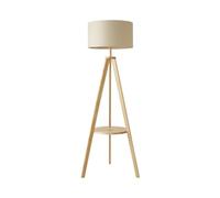 MiniSun | Modern Light Wood Tripod Design Floor Lamp with Storage Shelf and Beige Shade | Floor Lamps & Torchieres, Home Décor & Improvement Essential | Includes 6W LED Bulb [3000K Warm White]