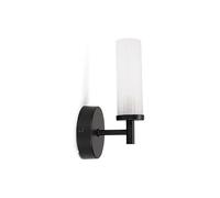 MiniSun | Modern Matt Black and Reeded Glass Shade Wall Light Fitting | Bath Wall Lights, Home Décor & Improvement Essential