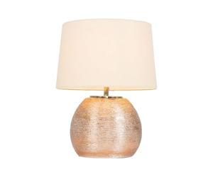MiniSun | Modern Metallic Copper Effect Ceramic Table Lamp with a Cream Tapered Shade - Complete with a 4w LED Candle Bulb [3000K Warm White] | Table Lamps & Home Improvements Essential