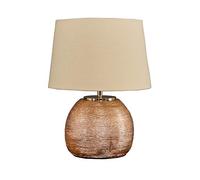 MiniSun | Modern Metallic Copper Effect Ceramic Table Lamp with a Cream Tapered Shade | Table Lamps & Home Improvements Essential