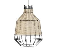 MiniSun | Modern Natural Rattan and Metal Basket Style Ceiling Light Shade | Pendant Lights, Home Décor & Improvement Essential | Includes 10W LED Bulb [3000K Warm White] | 280mm Shade Width