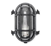 MiniSun | Modern Nautical Design Frosted Lens and Matt Black Metal Wall Light | Outdoor Wall Lights, Home Décor & Improvement Essential