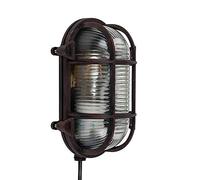 MiniSun | Modern Oval Rust Effect Nautical Design Frosted Lens Wall Light | Outdoor Wall Lights, Home Décor & Improvement Essential | Includes 4W GLS Bulb [2700K Warm White]