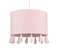 MiniSun | Modern Pink Drum Tassel Ceiling Light Shade | Pendant Lights, Home Décor & Improvement Essential | Includes 10W LED Bulb [3000K Warm White] | 300cm Shade Width