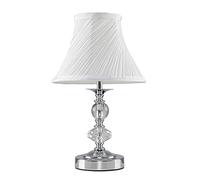 MiniSun | Modern Polished Chrome and Glass Touch Table Lamp with Pleated White Shade | Table Lamps & Home Improvements Essential